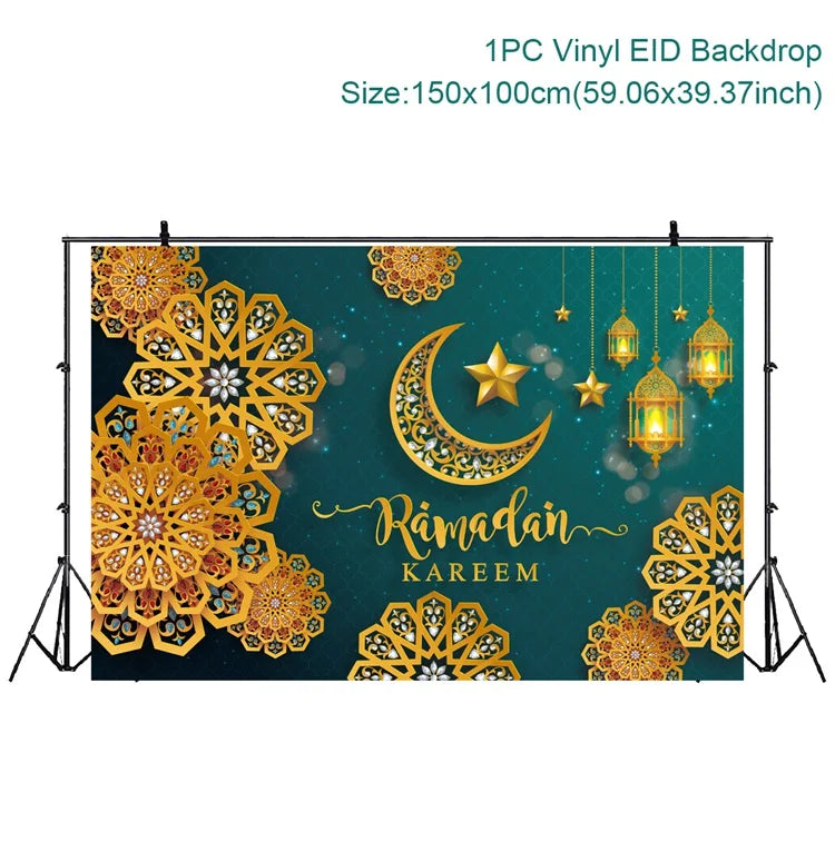 Ramadan Kareem Backdrop Eid Mubarak Background Photo Booth Ramadan Decoration For Home 2025 Islam Muslim Party Supplies