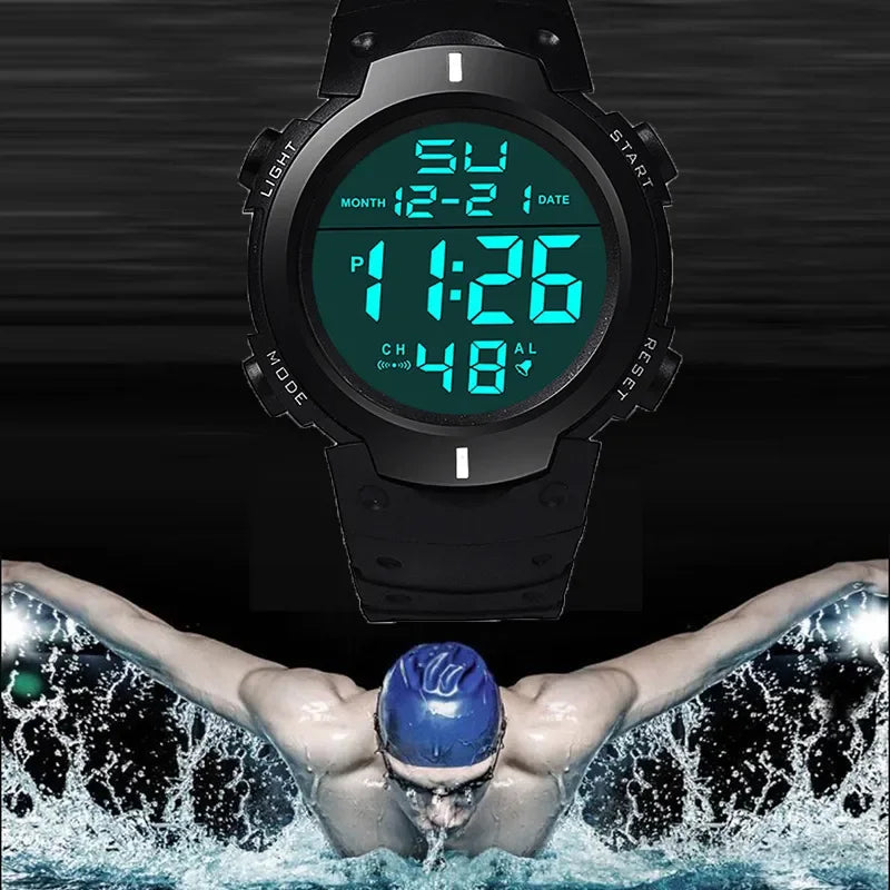 Men Sport LED Watches Top Brand Men Digital Clock Multi-Functional Rubber Man Fitnes Athlete Timekeeping Electronic Watch Reloj