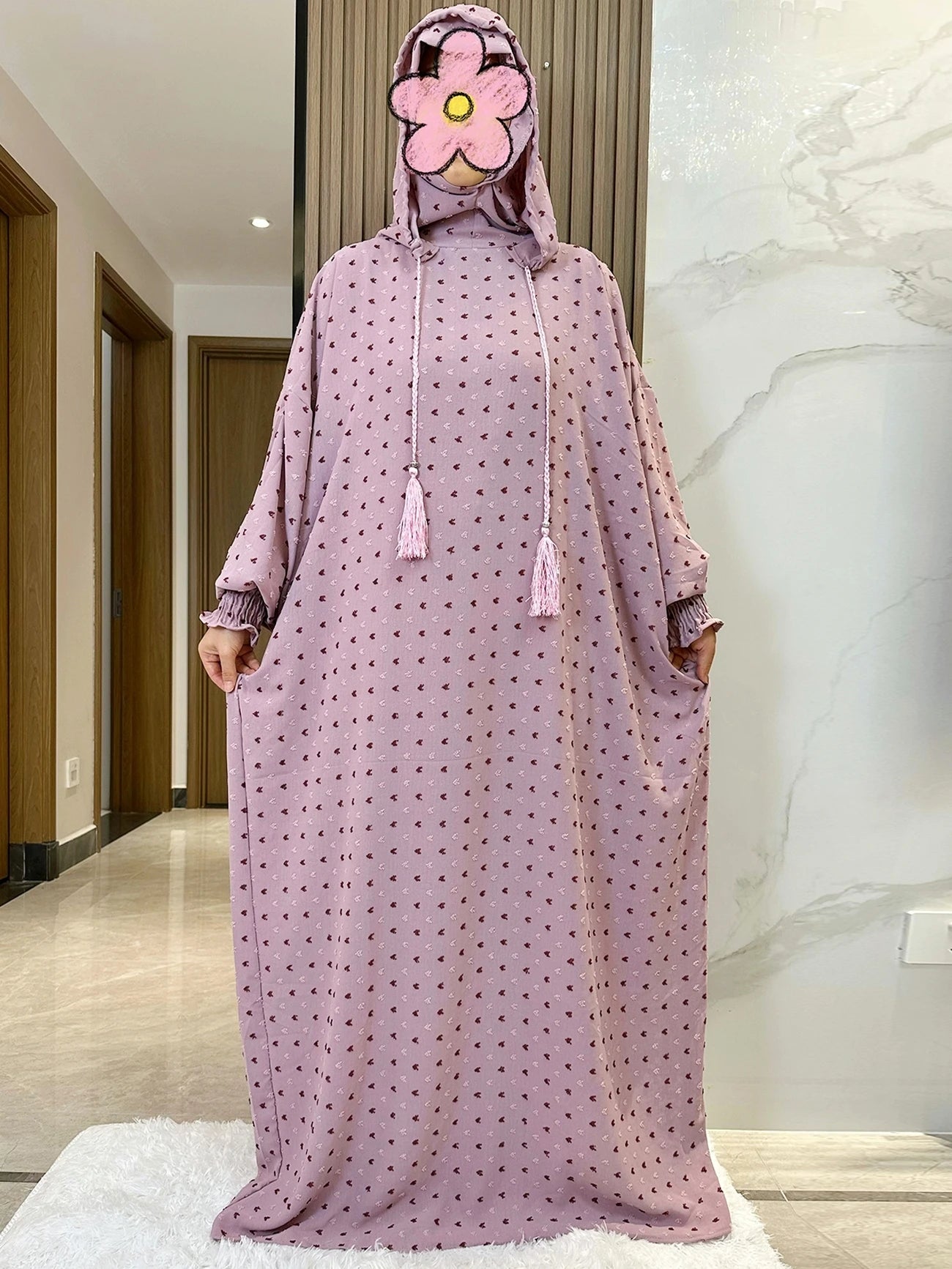 New Ramadan Muslim Two Hats Abaya Dubai Turkey Islam Prayer Clothes Solid Cotton Fabric Dresses Islam Women Dress Kaftan