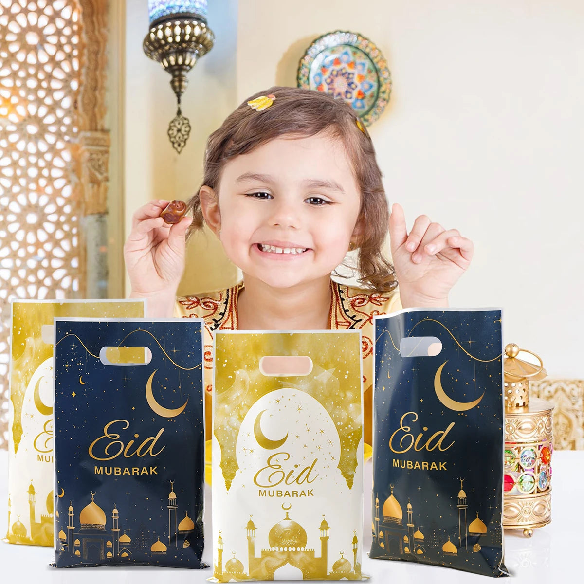 EID Mubarak Decoration Gift Bags Ramadan Decoration 2025 for Kid Candy Bags Ramadan Kareem Islamic Muslim Party Eid Al Adha Gift