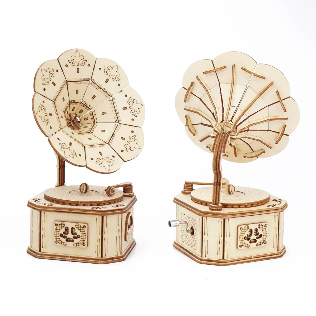 3D Wood Gramophone Puzzle Set Toys for Child Building Blocks Kits DIY Assembling Mechanical Music Box Models Craft To Build Gift