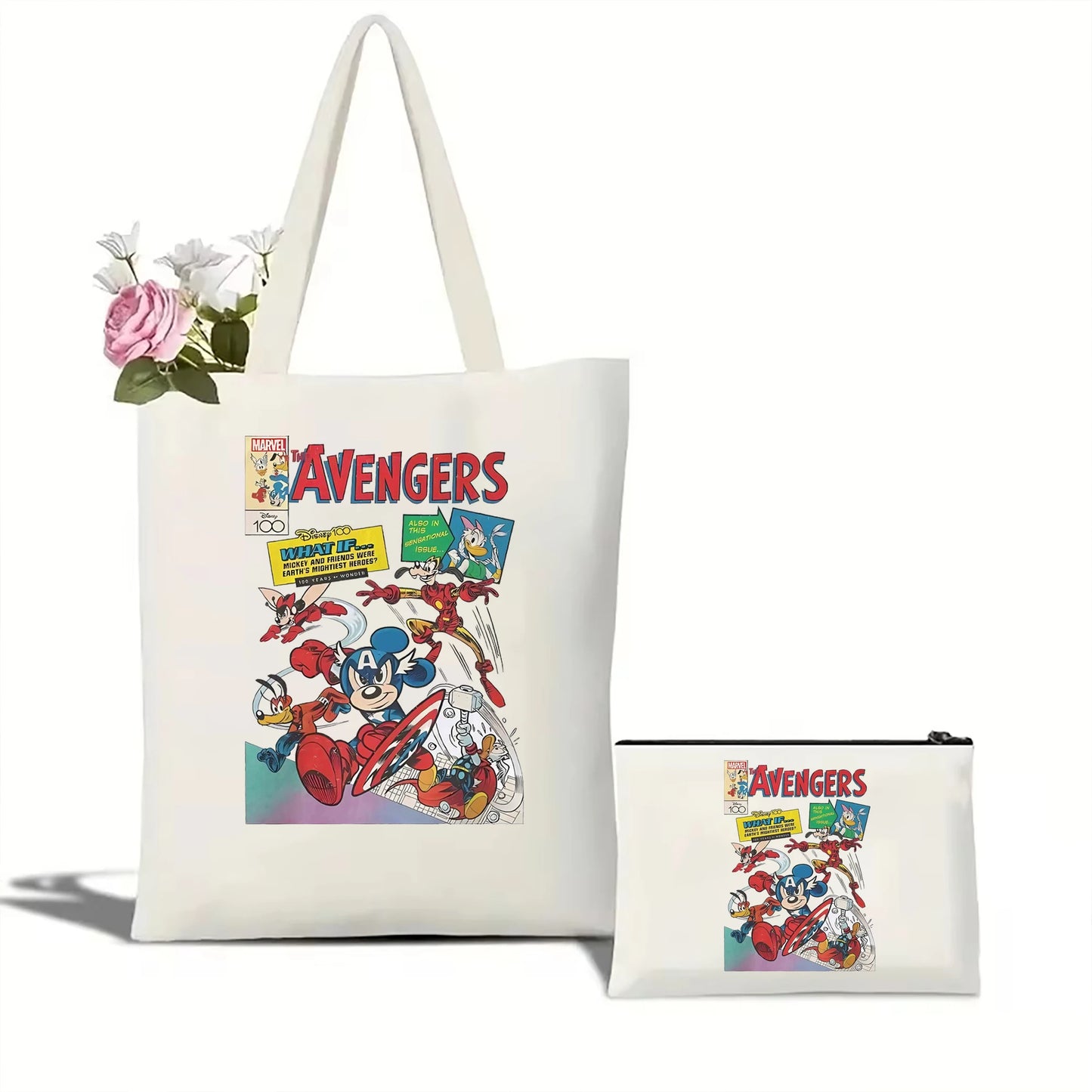 Disney Mickey Mouse FriendsN Marvel Canvas Bag Magic Kingdom Disneyland Family Vacation Holiday Gift Avengers Comics Book