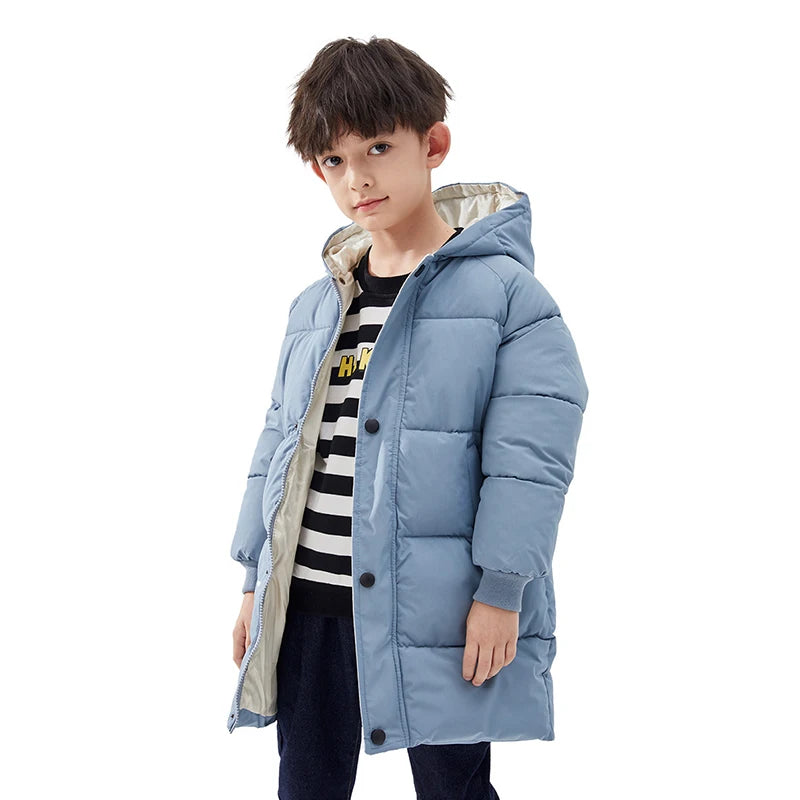 Kids Down Outerwear Winter Clothes Teen Boys Girls Cotton-Padded Parka Coats 2-12Y Brazil Children Thicken Warm Long Jackets