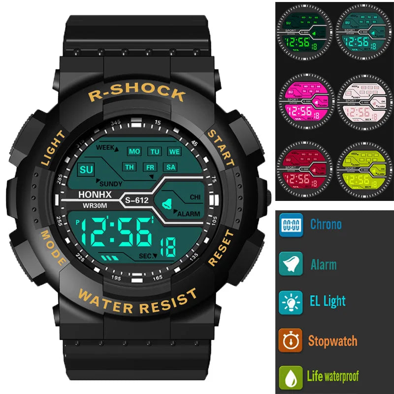 Outdoor Sport Men Watch Multifunction Large Screen LED Electronic Waterproof Luminous Military Digital Wristwatches Reloj Hombre