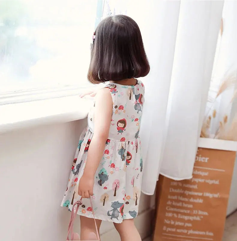 Girl Dress 100% Cotton Kids Summer Clothes Children Flower Dresses Sleeveless Cloth Princess Girls Party Fashion Outfit Clothing