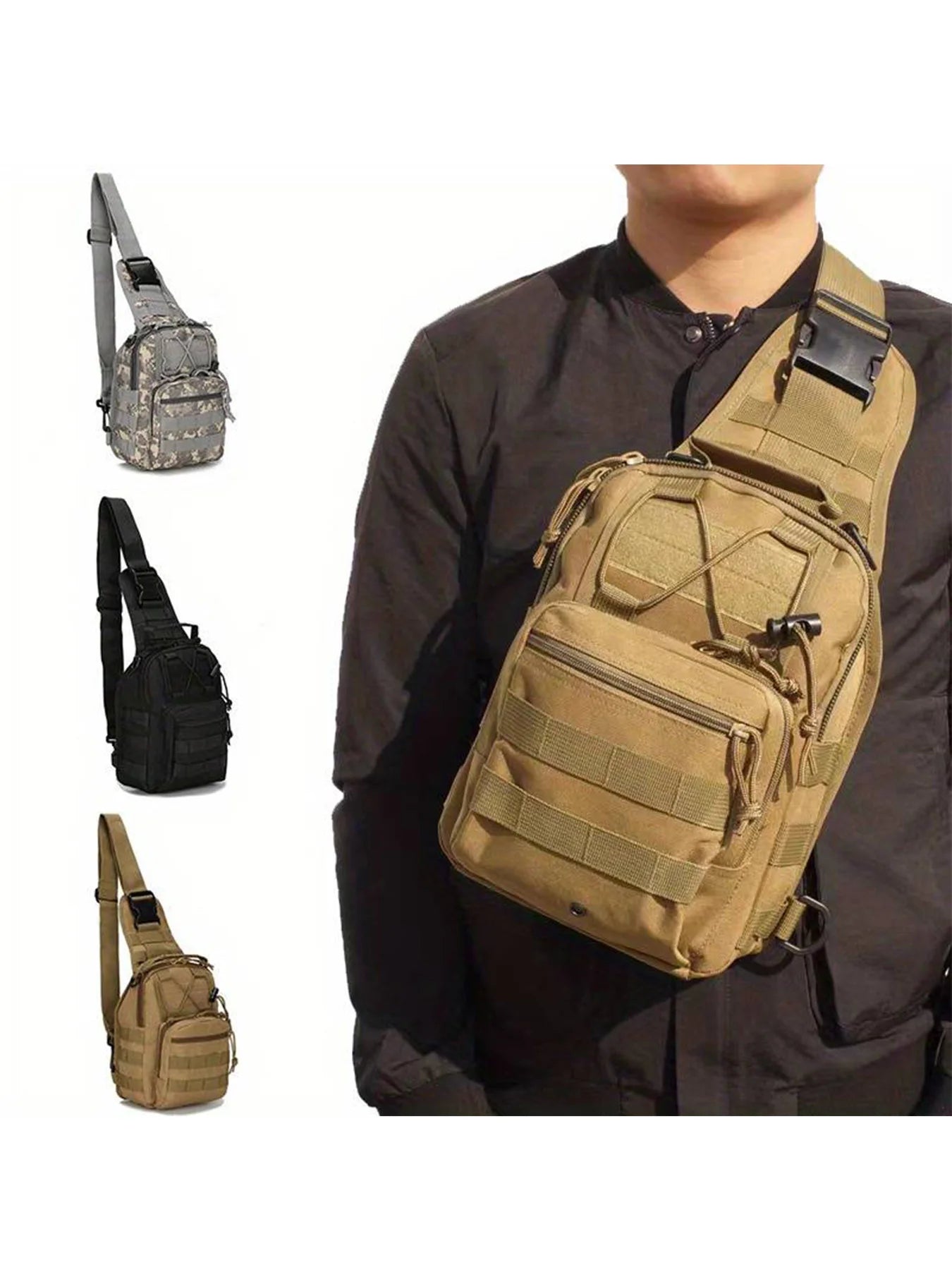 Versatile Tactical Sling Backpack Body Chest Bag Hiking Hunting Carry Bag