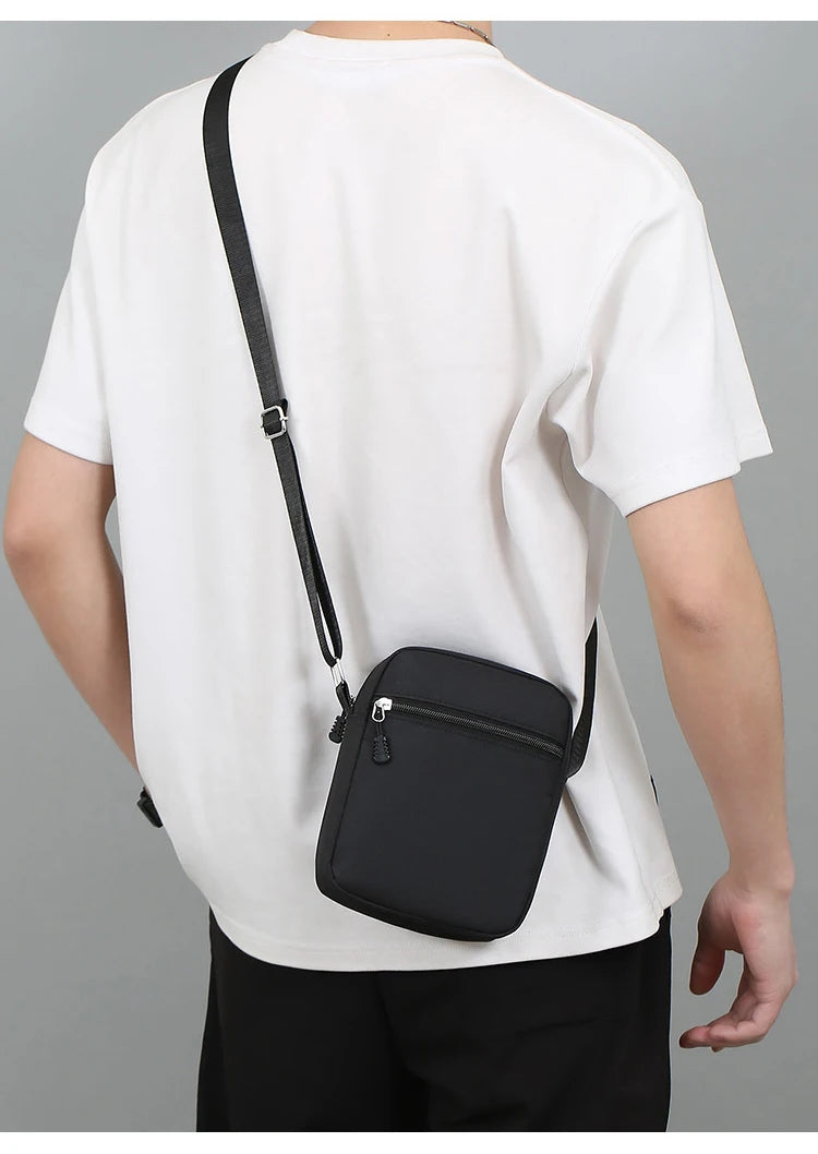 Simple Casual Mini Crossbody Bag Men Nylon Small Shoulder Bag For Men Oxford Black Messenger Side Sling Bag Husband Chest Bag