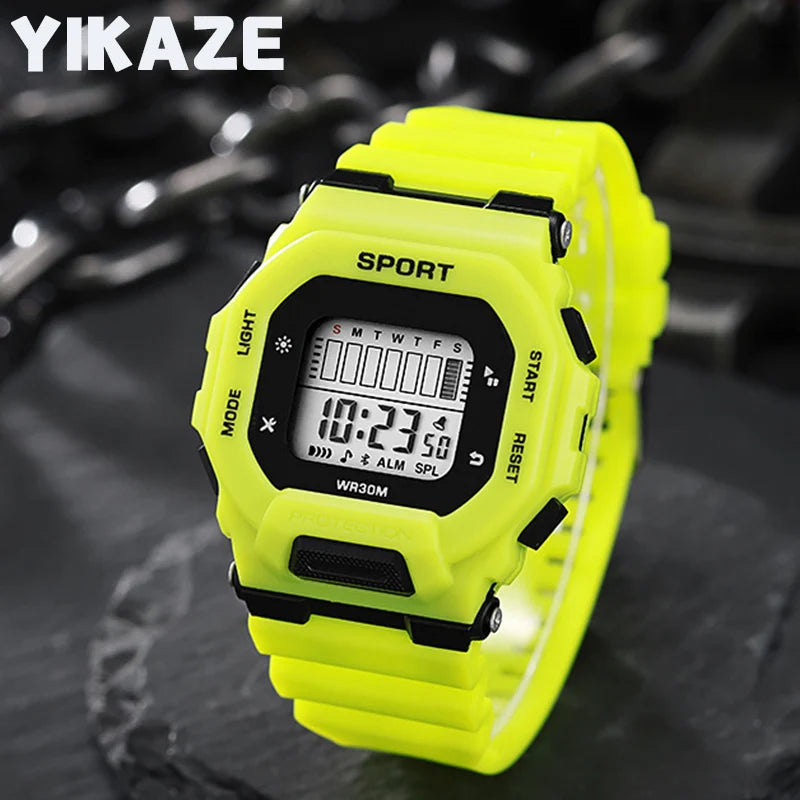 YIKAZE Men Women Sports Watches Multifunction Military Digital Watch Waterproof Fitenss Electronic Wristwatch for Student Man