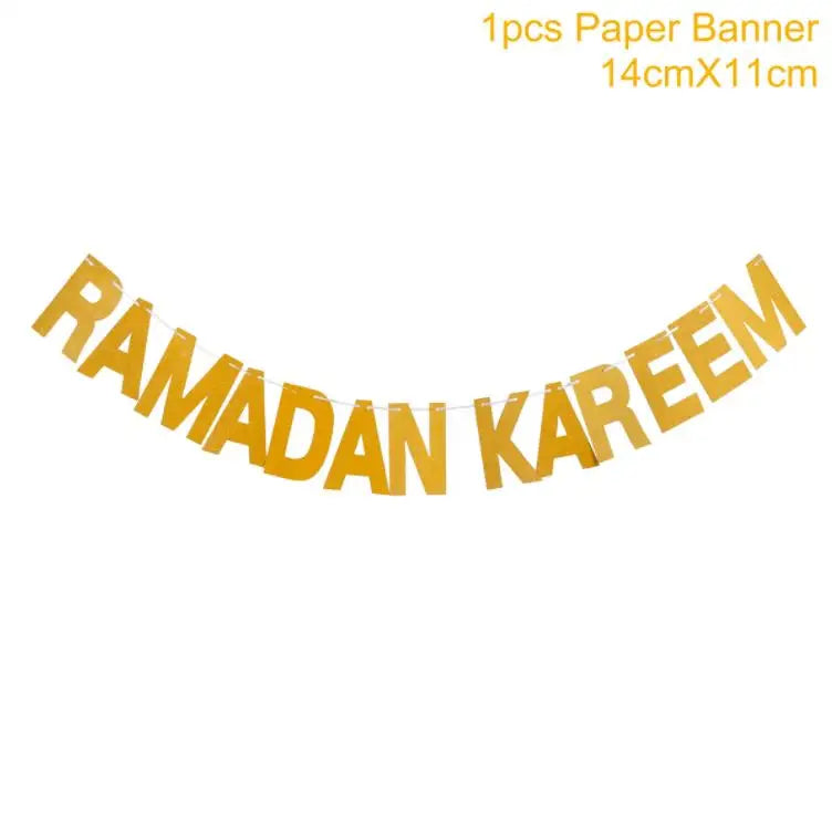 Eid Mubarak Banner Bunting Balloons Plates Tablecloth Kareem Ramadan Decoration For Home 2024  Muslim Islamic Party Supplies