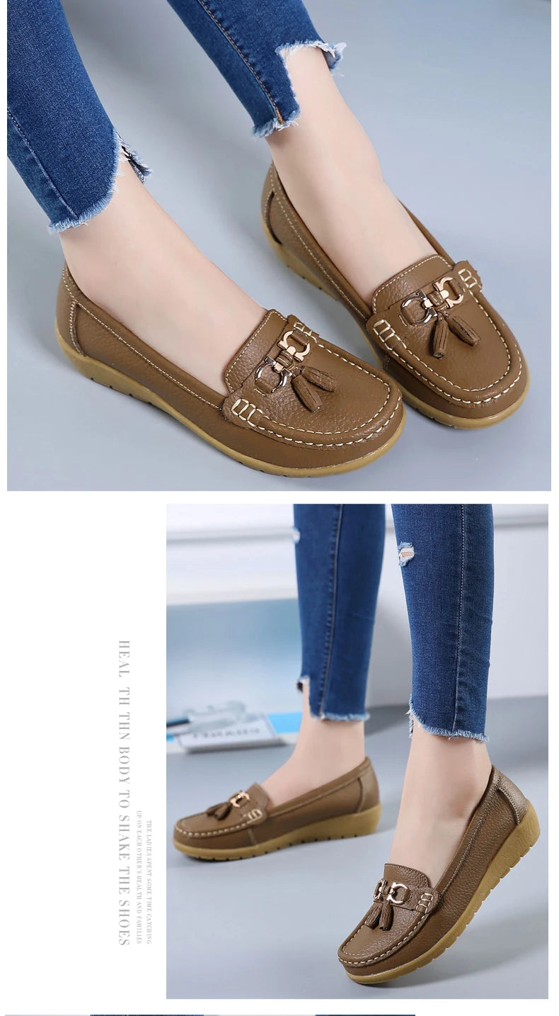 Women Flats Leather Woman Casual Shoes outdoors Slip-on Loafers Female Boat Shoes Fashion Comfortable Ballet Flat Big Size