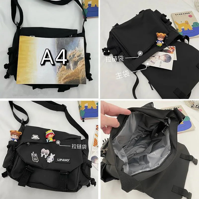 Nylon Handbags Shoulder Bag Large Capacity Crossbody Bags for Teenager Girls Men Harajuku Messenger Bag Student School Bags Sac