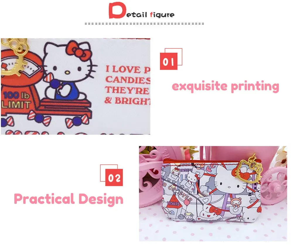 Hello Kitty Cartoon Coin Pouch Purse Sanrio Creative Small Wallet Wholesale My Melody Bags girls purse Kawaii Wallet Kid Purses