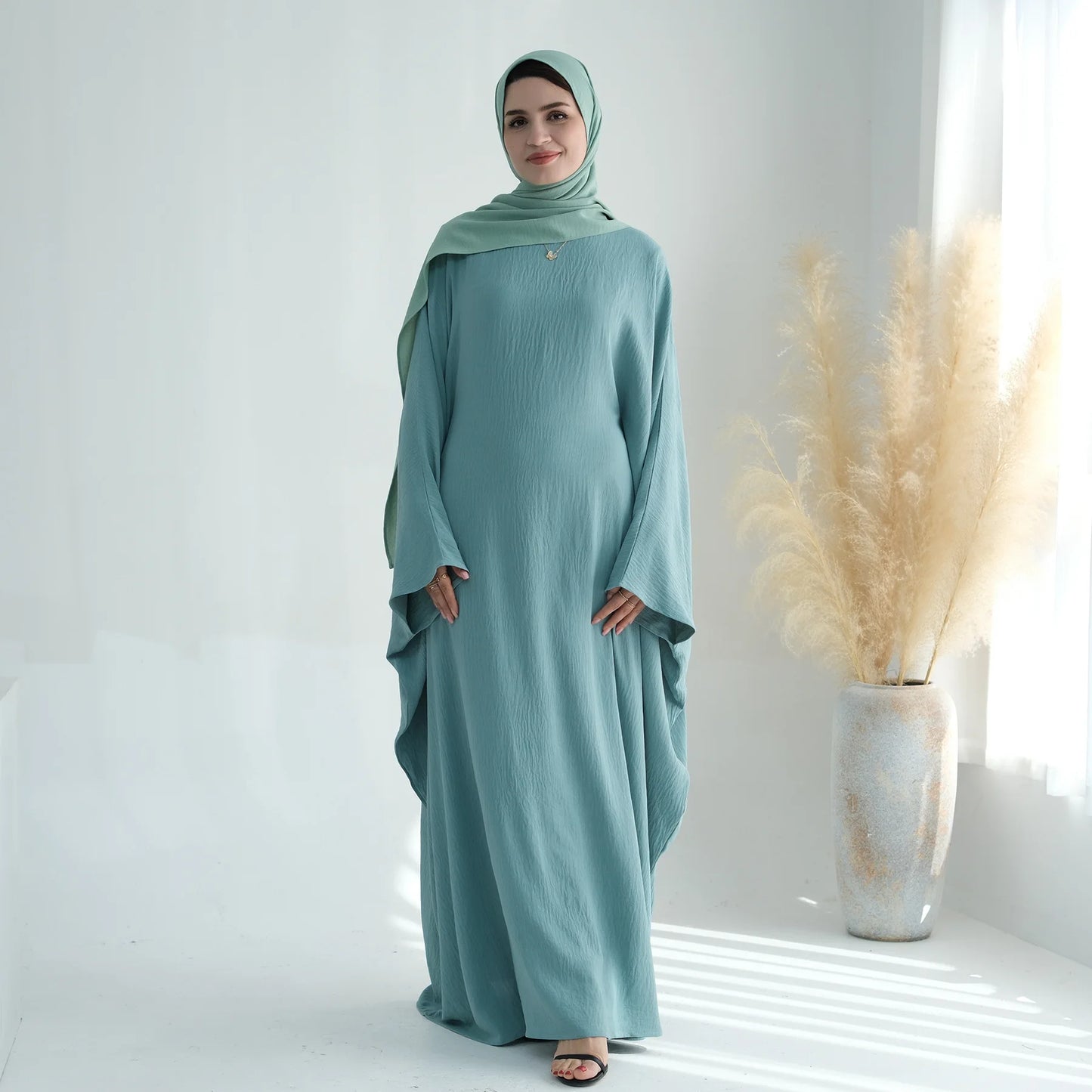 Eid Abaya for Women Butterfly Sleeve Muslim Hijab Dress Inside Belt Party Dresses Dubai Turkey Modest Ramadan Islamic Clothing