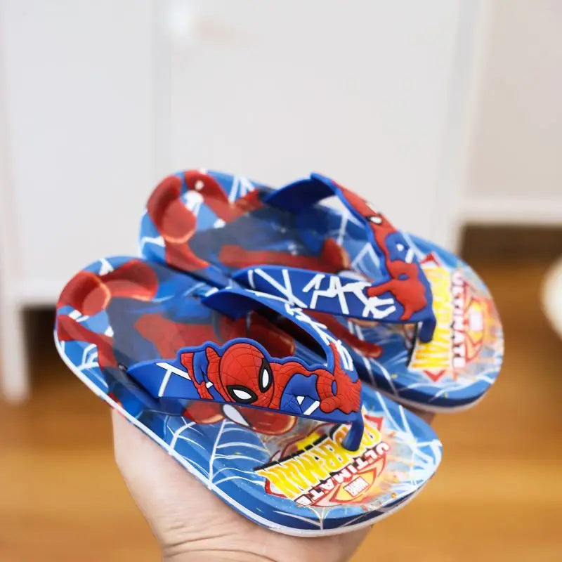 Disney Children's Flip-Flop Summer Indoor Cartoon Girl Mickey Mouse Sandals Princess Girl Slippers Pink Blue Shoes Size 24-35