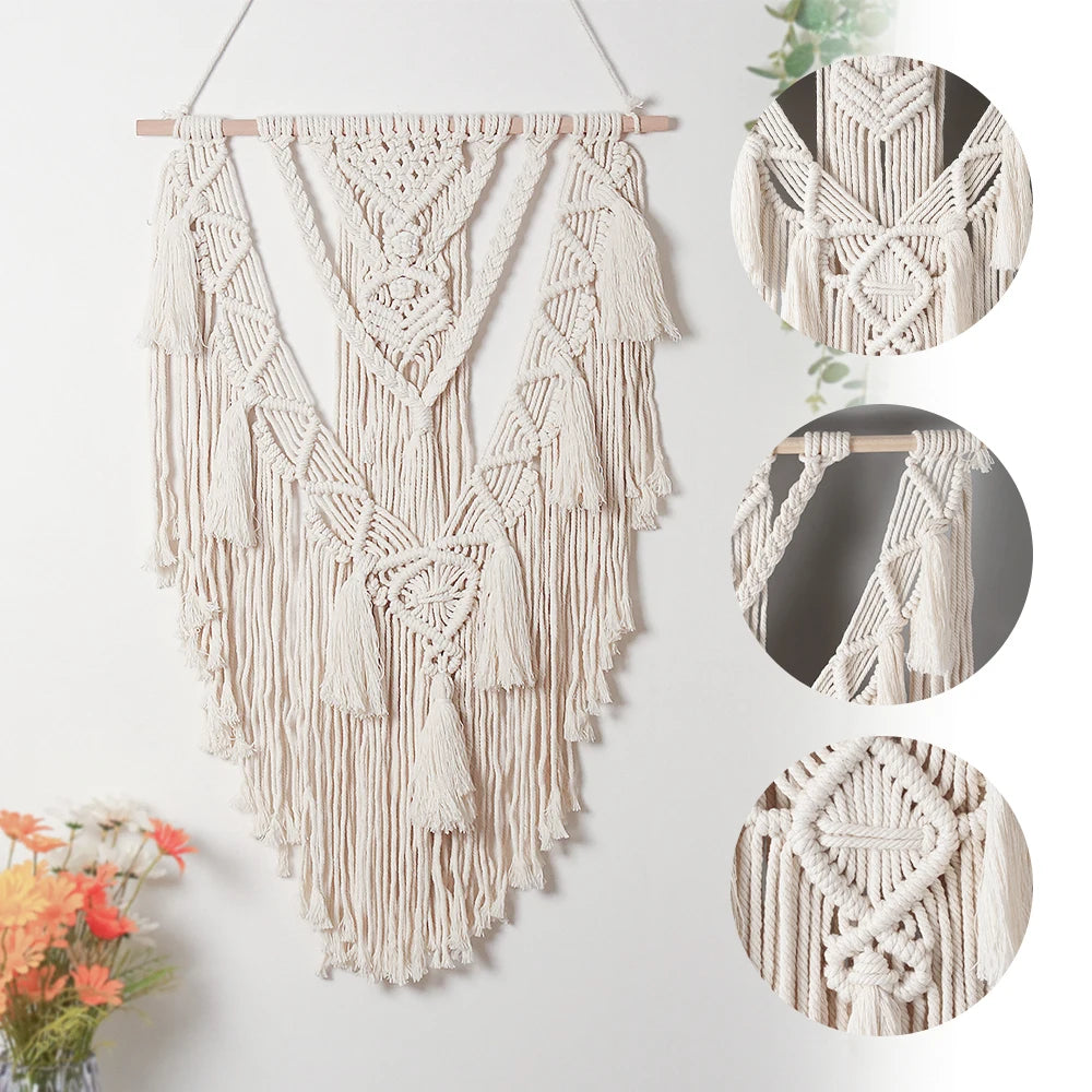 Macrame Wall Hanging Tapestry Wall Decoration Cotton Bohemian Hand Woven Nordic Style Living Room Home Art Decor Beautiful Gifts