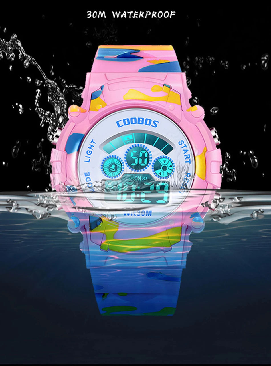 Electronic Watch For Boys Girls Children Luminous Dial Military Sport Watches for Kids Waterproof Multi-function Digital Watch