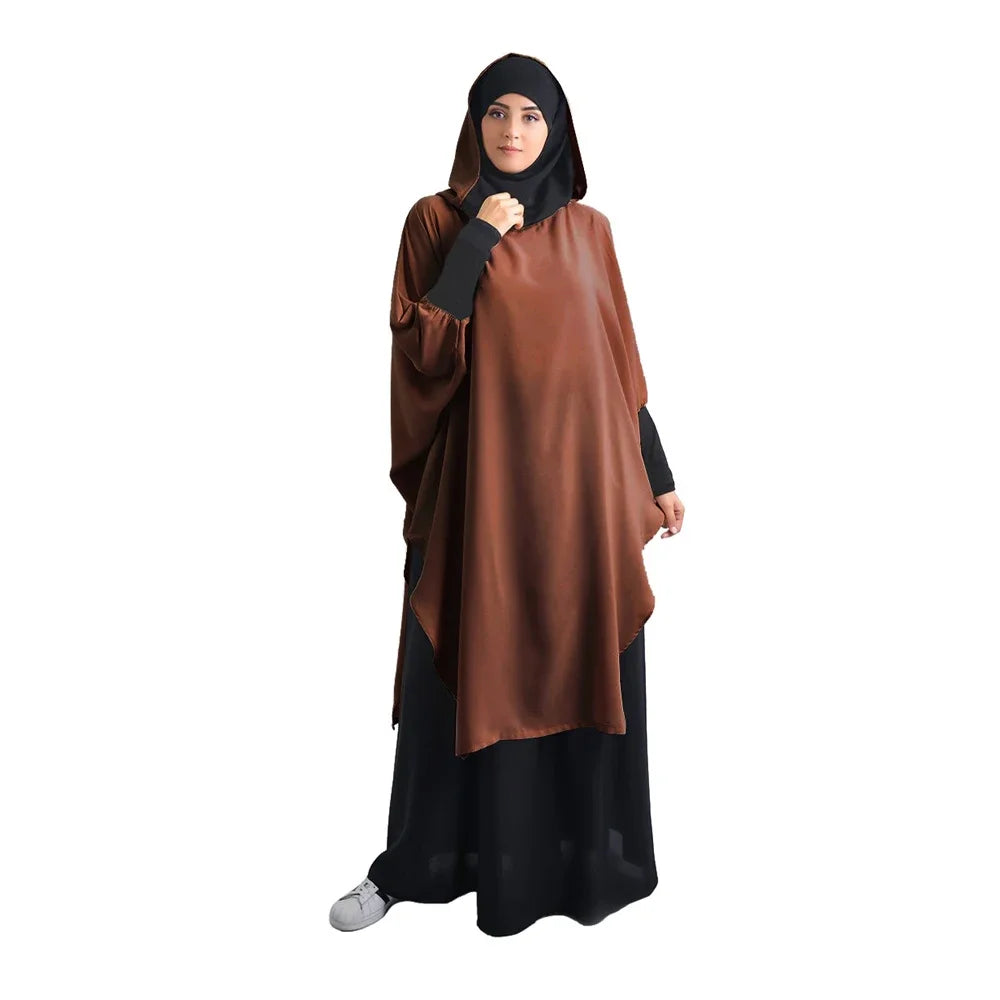 Solid Color Muslim Women Islamic Prayer Garment Worship Services Khimar Robe Abaya Top Large Robe Arab Loose Ramadan Islamic