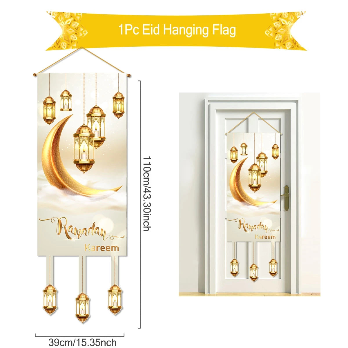 Eid Mubarak Decoration 2025 Hanging Flag Ramadan For Home Door Islamic Muslim Party Decor Ramadan Kareem Banner Eid Al-Fitr Gift