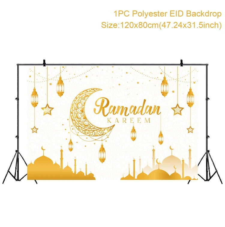 Ramadan Kareem Backdrop Eid Mubarak Background Photo Booth Ramadan Decoration For Home 2025 Islam Muslim Party Supplies