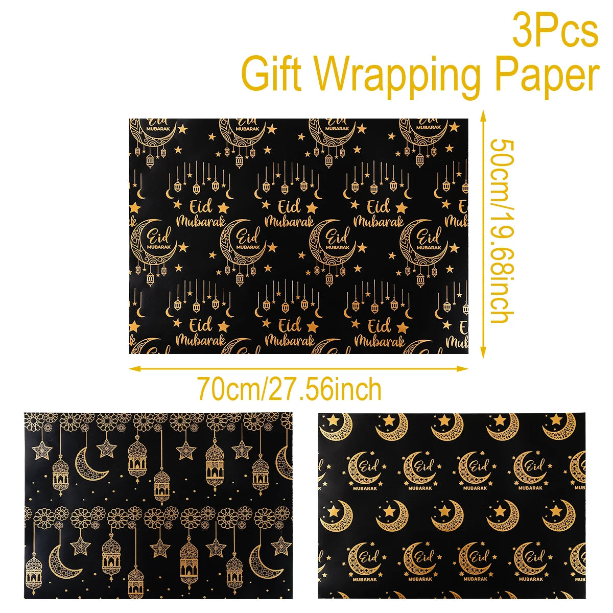 Eid Mubarak Kraft Wrapping Paper Eid Ramadan Kareem Decoration For Home 2025 Islamic Muslim Party Supplies Gifts Eid Al-Fitr