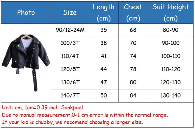 Spring New Girls Leather Jackets For 2-8 Years Children Classics Fly Coats Kids Clothing Baby Girls Fashion Pu Outerwear