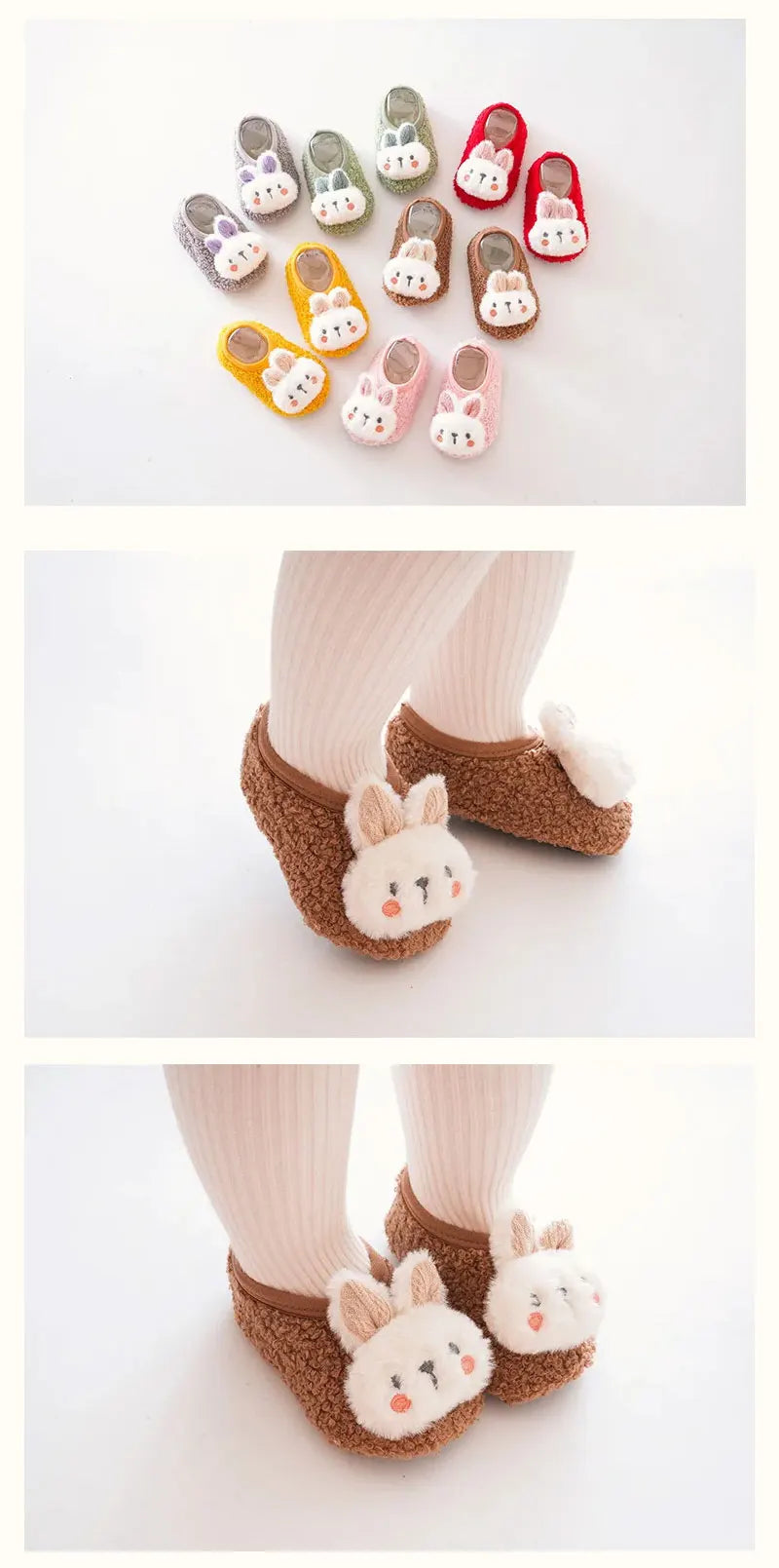 Non-slip Baby Floor Socks Cute Rabbit Pattern Newborn Winter Warm Slipper with Soft Sole Infant Toddler Walking Socks Shoe