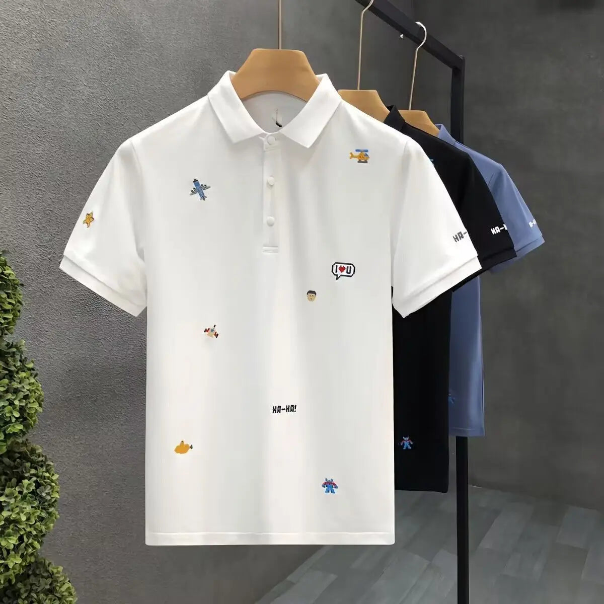 Men Short Sleeve Summer Casual High-quality Embroidery Cartoon Polo Breathable Shirt Men's Clothing T-Shirt for Men Classic