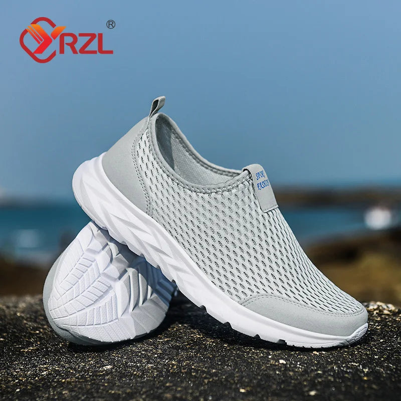 YRZL Men's Sneakers Breathable Mesh Men Casual Shoes Outdoor Non-Slip Big Size Loafers Walking Lightweight Male Tennis shoes