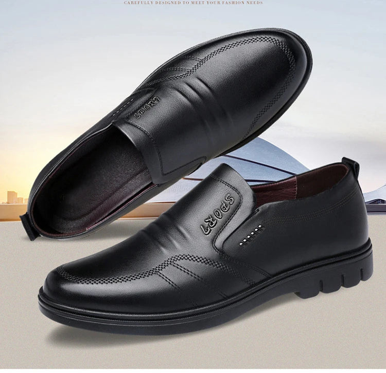 Man Sport Shoe Loafers Men Non-slip Leather Slip-on Black Driving Shoes Sneakers Male Dress Shoes Light Breathable Footwear Flat