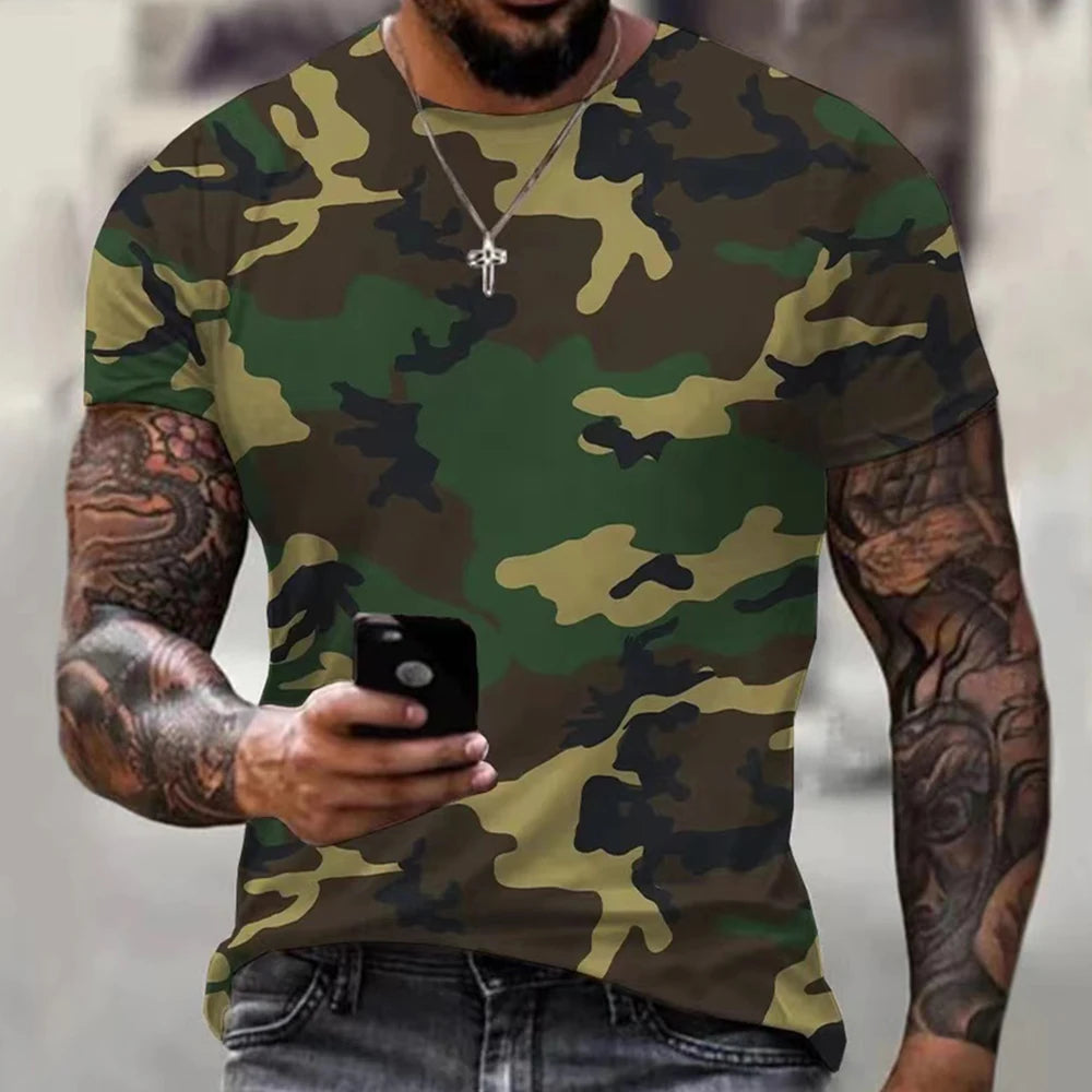 3D Camouflage T-Shirt Men Clothes Outdoor Fashion Casual O Neck Short Sleeve Summer Street Oversized Men Outdoor Sport T Shirts