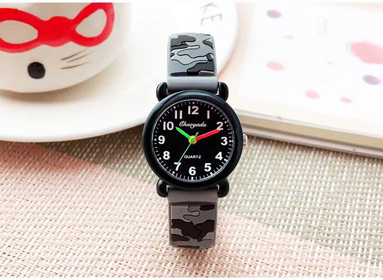 2024 summer boys girls fashion camouflage silicone strap quartz watches children kids students digital cool waterproof clocks