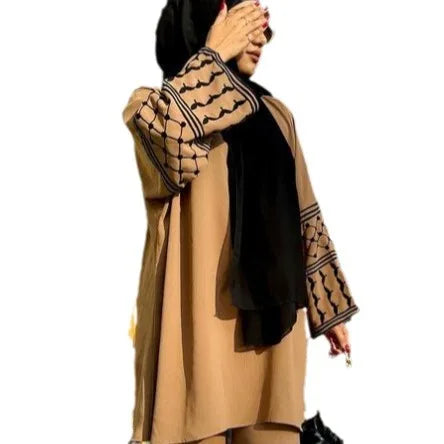 Dubai 2024 Autumn Embroidery Sleeves Tops and Pants Modest Muslim Sets Abayas Women Clothes Robe Caftan Marocain Femme Musulmane