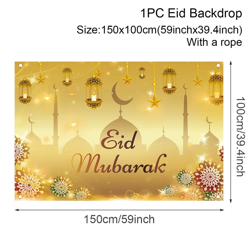 Ramadan Kareem Backdrop Eid Mubarak Background Photo Booth Ramadan Decoration For Home 2025 Islam Muslim Party Supplies