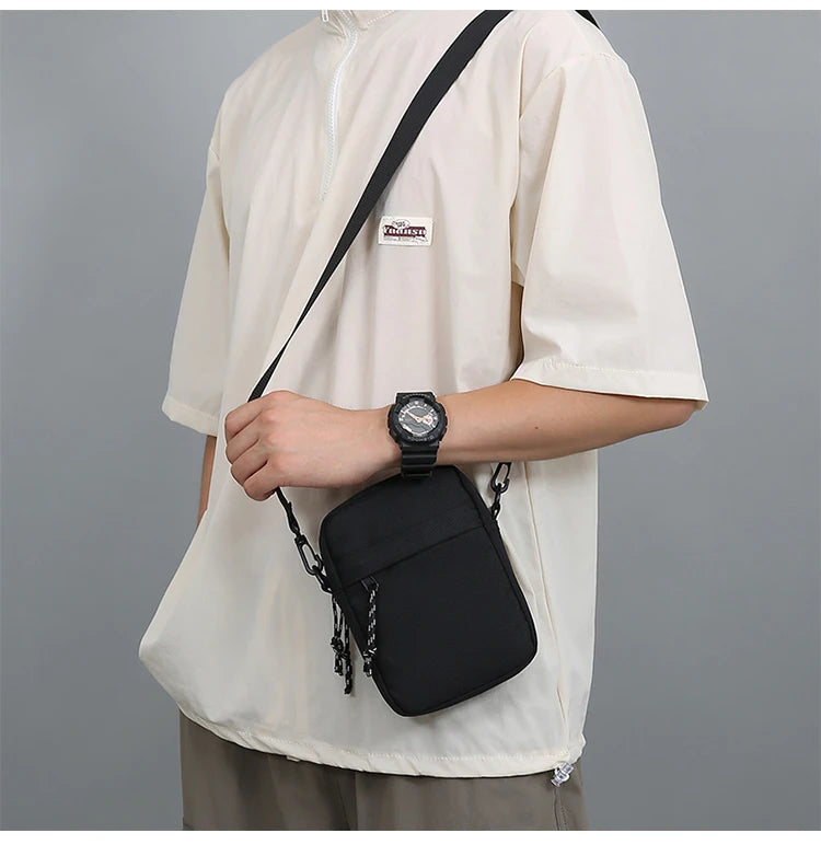 Messenger Sling Bags For Men Casual Canvas Small Zipper Crossbody Pouch Simple Small Crossbody Shoulder Bag Mini Men Phone Bag