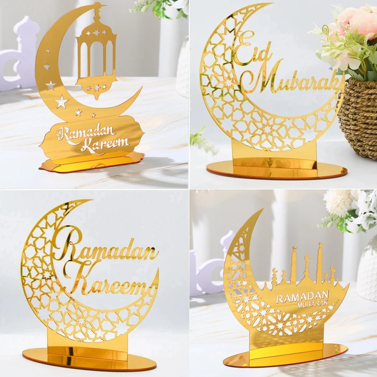 Eid Mubarak Acrylic Ornaments Ramadan Decoration For Home 2025 Ramadan Kareem Islam Muslim Party Supplies Happy Eid Al-fitr