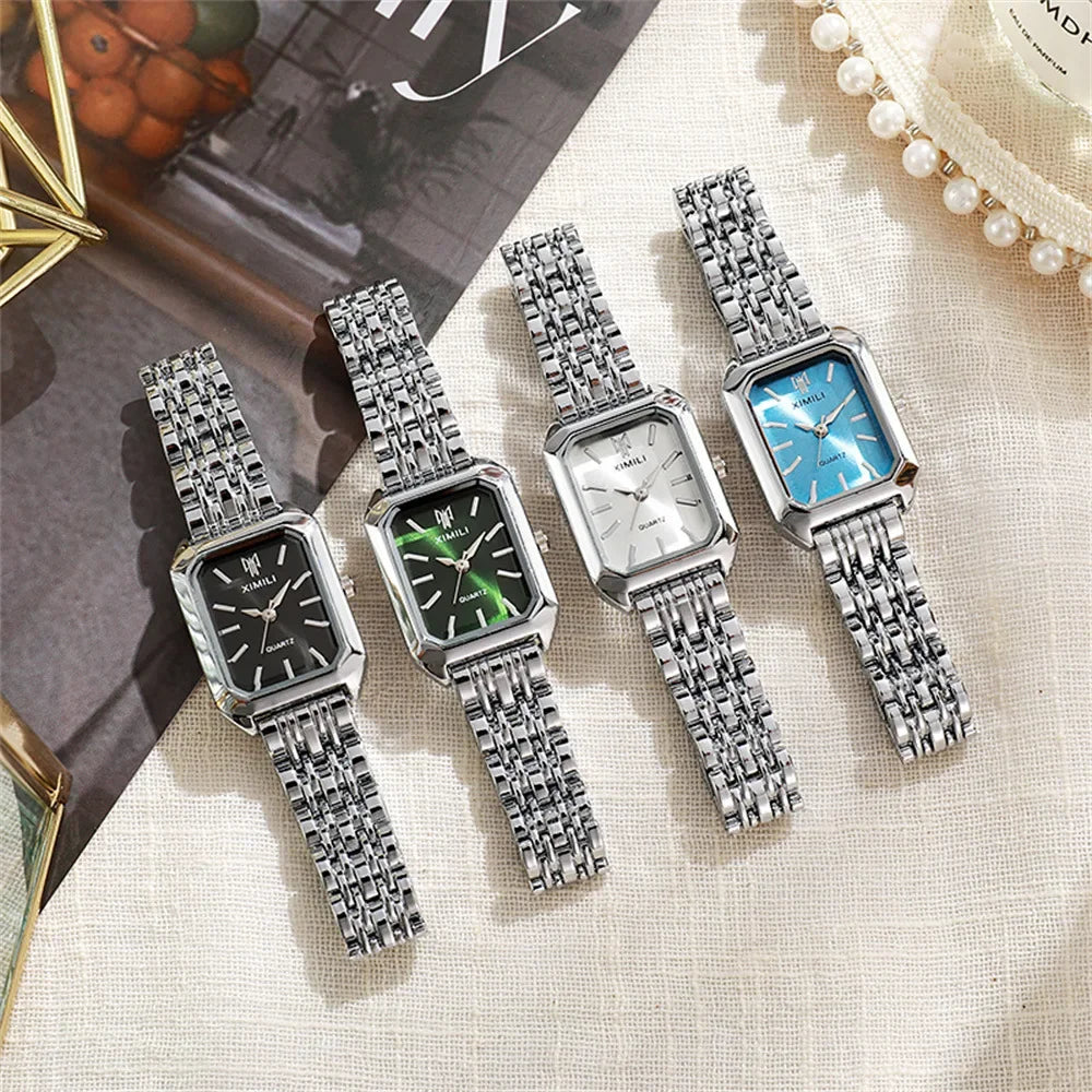 YIKAZE Luxury Women Watch Fashion Stainless Steel Ladies Business Watches Classic Square Quartz Watch Female Student Wristwatch