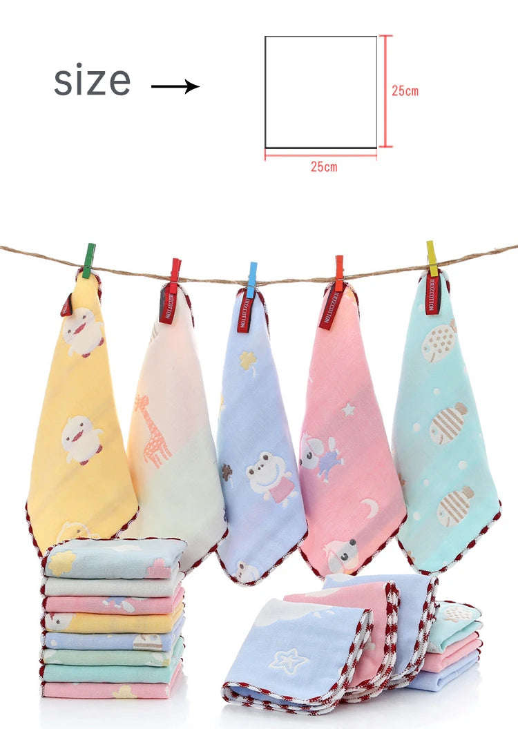 5PCS Baby Towel Bath Towels 100% Cotton Face Washcloth Muslin Squares Hand Wipe Gauze Newborn Bathing Feeding Kids Handkerchief