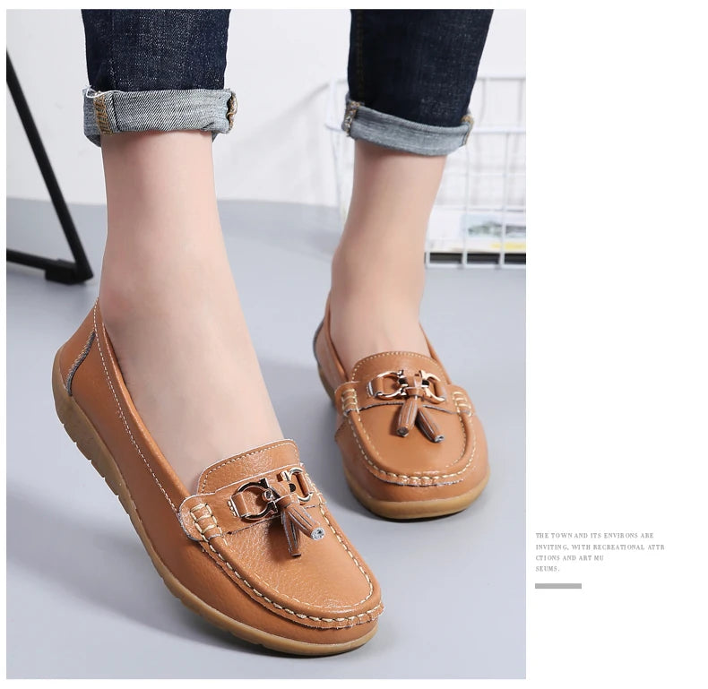 Women Flats Leather Woman Casual Shoes outdoors Slip-on Loafers Female Boat Shoes Fashion Comfortable Ballet Flat Big Size