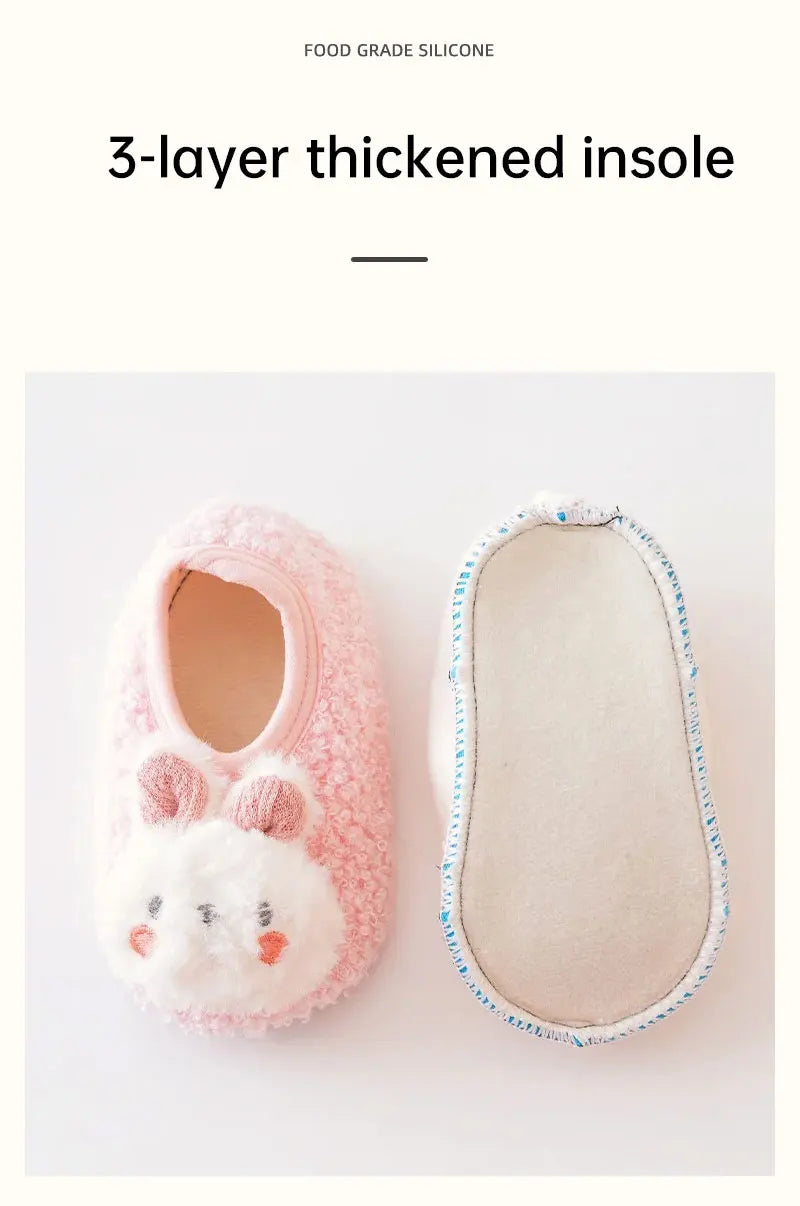 Non-slip Baby Floor Socks Cute Rabbit Pattern Newborn Winter Warm Slipper with Soft Sole Infant Toddler Walking Socks Shoe