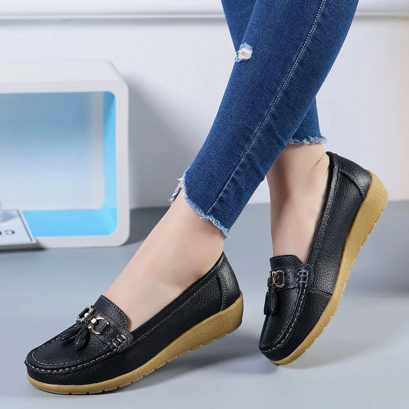 Women Flats Leather Woman Casual Shoes outdoors Slip-on Loafers Female Boat Shoes Fashion Comfortable Ballet Flat Big Size