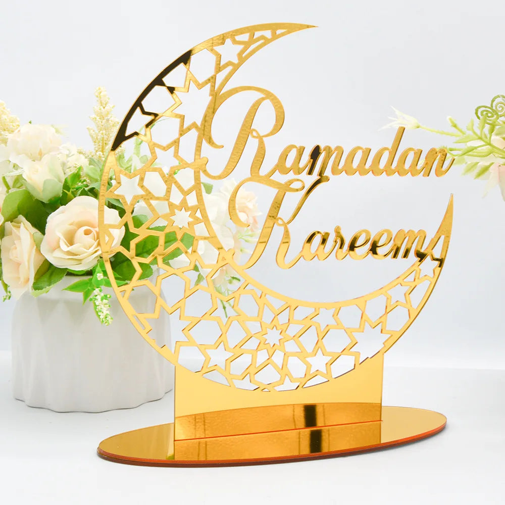 Ramadan Mubarak Acrylic Ornament 2025 Eid Mubarak Ramadan Kareem Decoration for Home Islamic Muslim Party Decor Eid Al Adha Gift