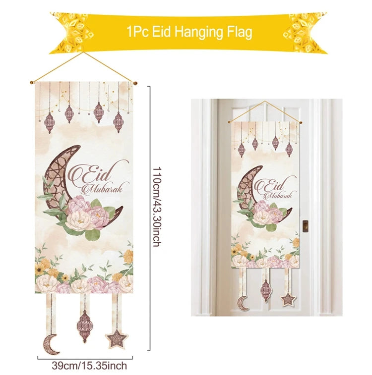 Ramadan Decoration Hanging Flag Eid Mubarak Decor 2025 for Home Islamic Muslim Party Decor Ramadan Kareem Eid Al-Fitr Gift