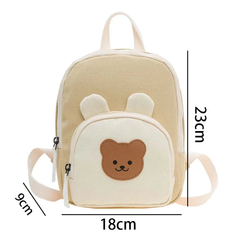 Korean Canvas Kids Backpack Kawaii Children's Handbags for Girl Kindergarten Boy Schoolbag Cartoon Bear Bunny Toddler Bag 2023