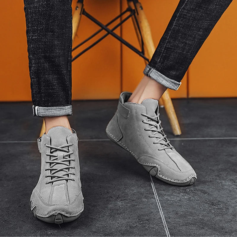 Leather Casual Shoes for Men Sneakers Luxury 2023 New In Male Fashion Loafers Shoes Lace Up Men Ankle Boots Comfortable Man Shoe