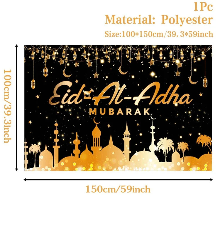 Ramadan Kareem Backdrop Eid Mubarak Background Photo Booth Ramadan Decoration For Home 2025 Islam Muslim Party Supplies