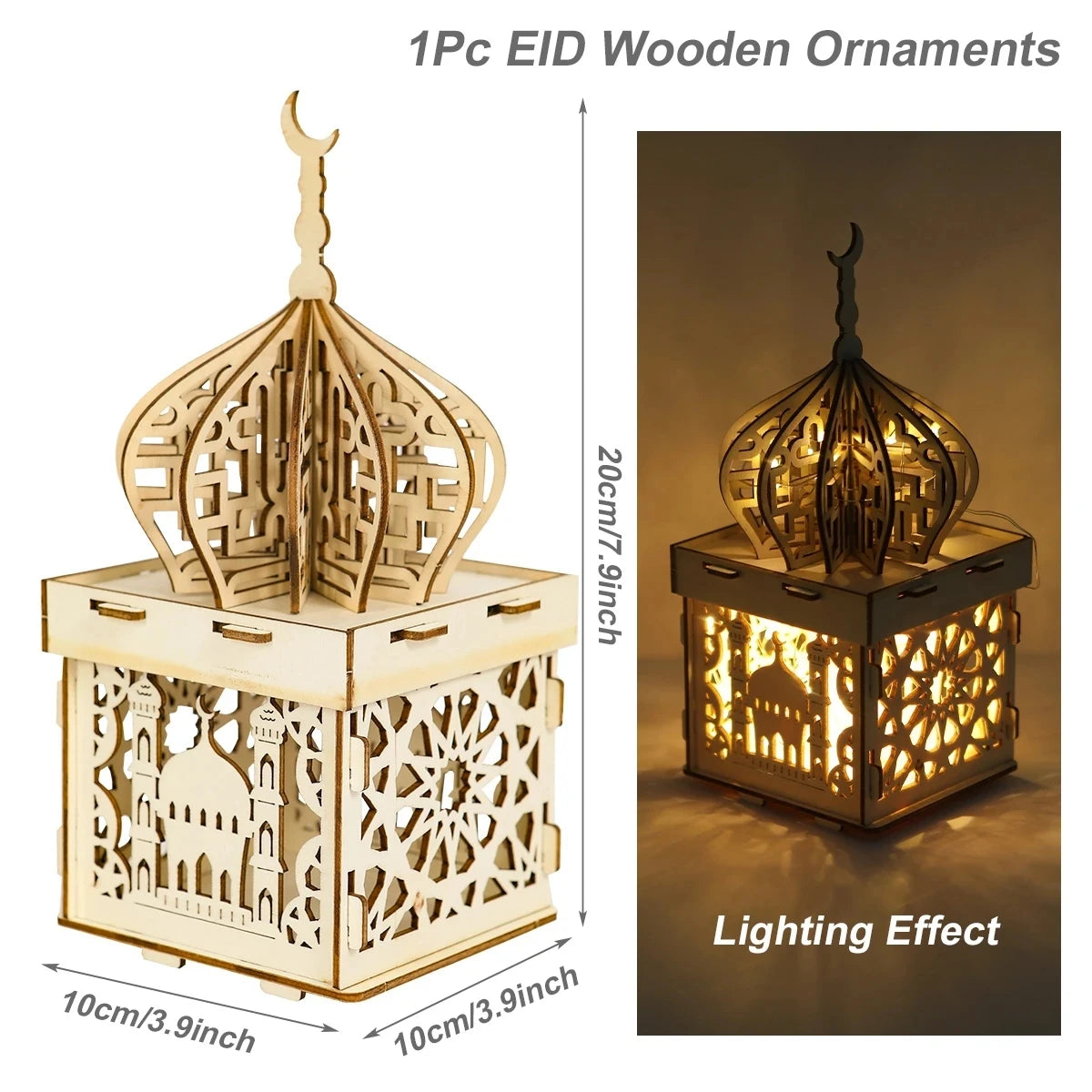 Wooden Palace Ornament Ramadan Decoration For Home 2024 Aid Eid Mubarak Ramadan Kareem Islamic Muslim Festival Party Gift Decor