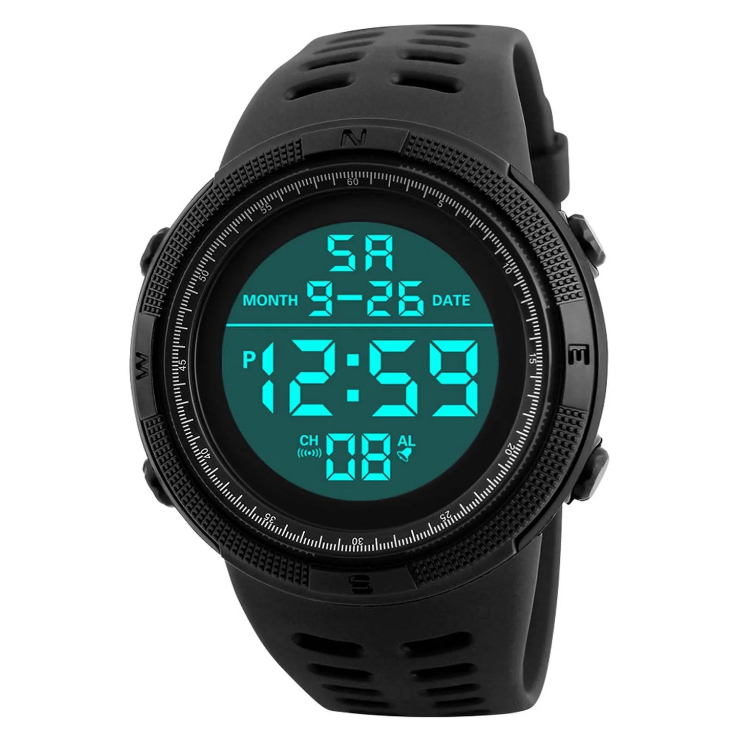 YIKAZE Men's Digital Electronic Watch Sports Glow 50mm Large Dial Student Outdoor Adventure Trend Multifunctional Watches Clock