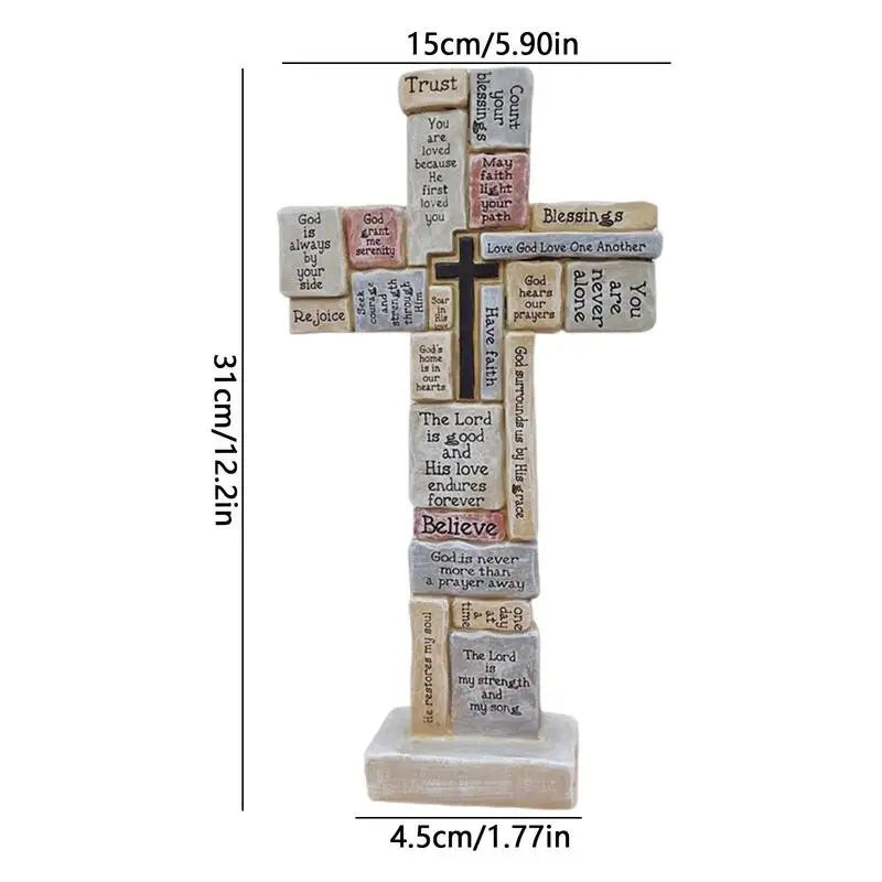 Inspirational Standing Cross Jesus Crosses Covered In Encouraging Words And Phrases Christian Decoration For Office Home Table