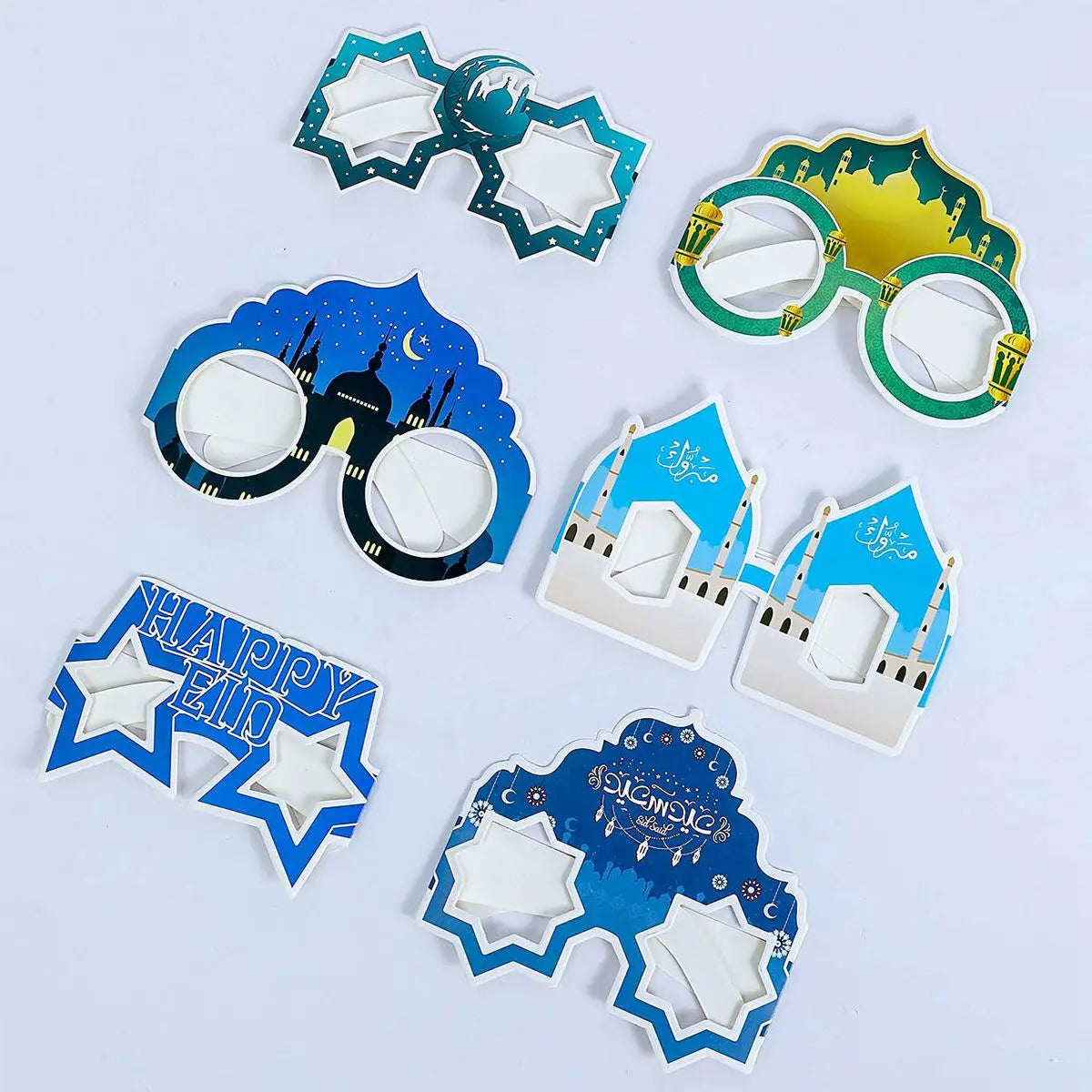 EID Mubarak Paper Glasses 2025 Ramadan Decorations For Home Islamic Muslim Party Supplies Photo Booth Props Gifts Eid Al Adha