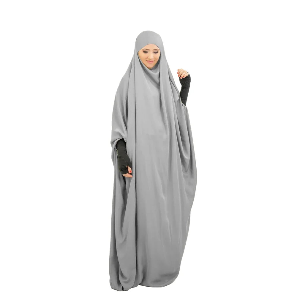 Eid Hooded Muslim Women One Piece Robe Long Khimar Hijab Dress Prayer Garment Abaya Ramadan Gown Abayas Islamic Clothes Niqab